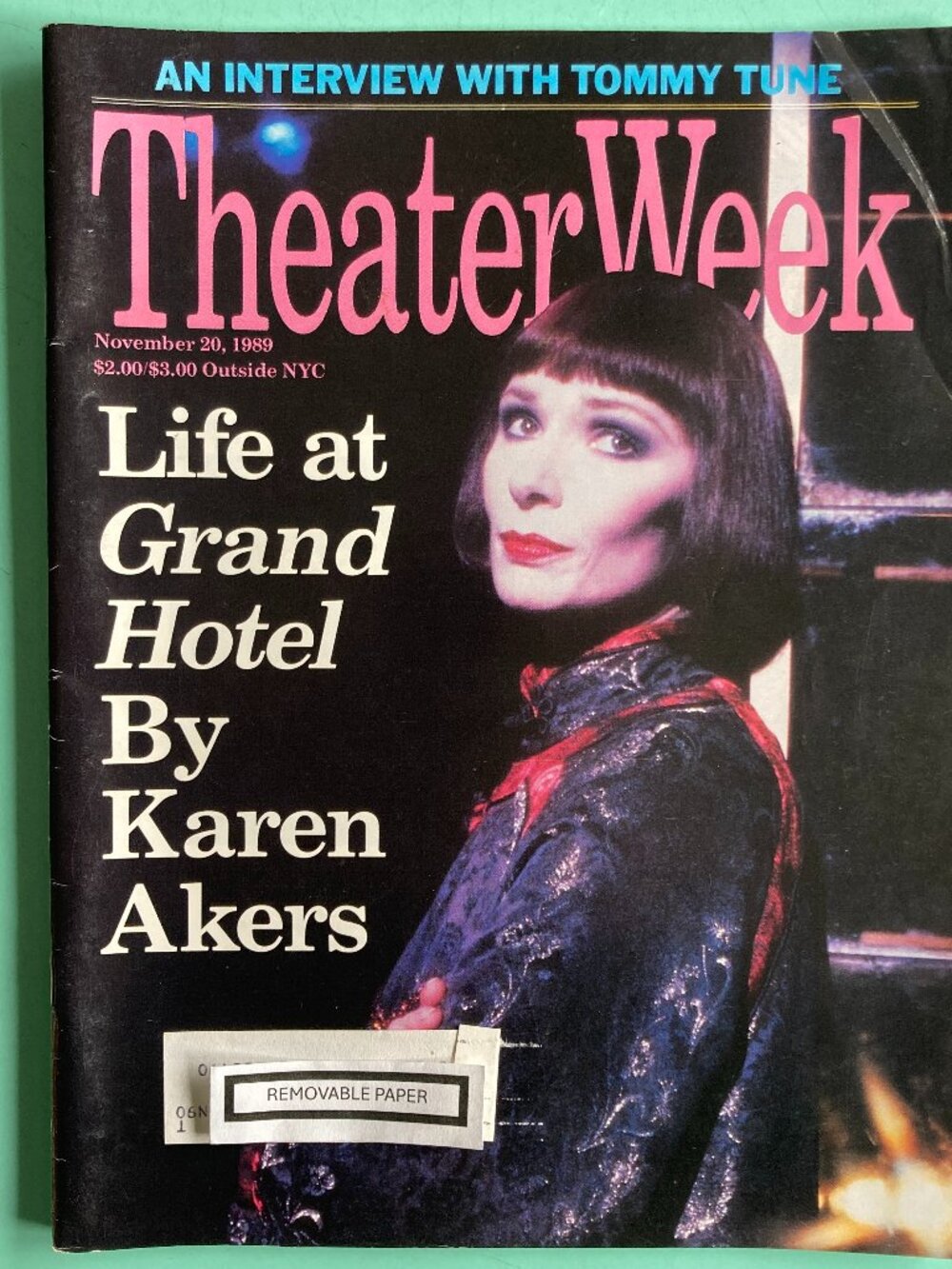 Karen Akers Grand Hotel Tommy Tune Theater Week Magazine November 20 1989 Label